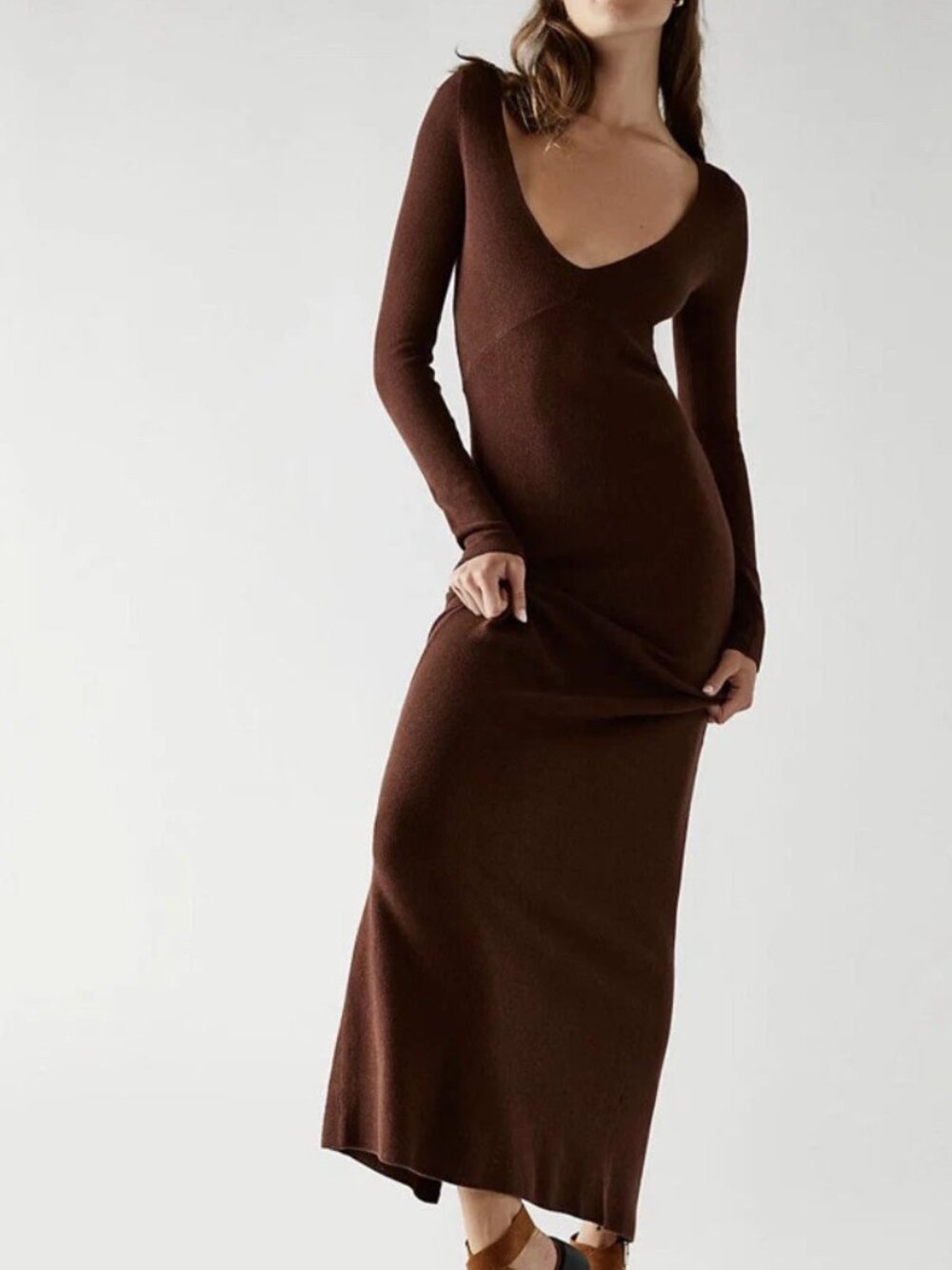 Free People FP Beach Trixie Sweater Ribbed Long Fitted Maxi Dress Size M